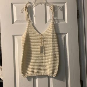 NWT cream sweater tie tank